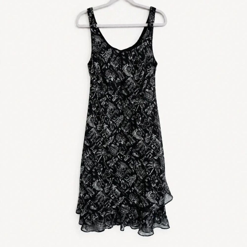 Scarlett Black Novelty Print Dress S Artsy Art Teacher Whimsical Eclectic
